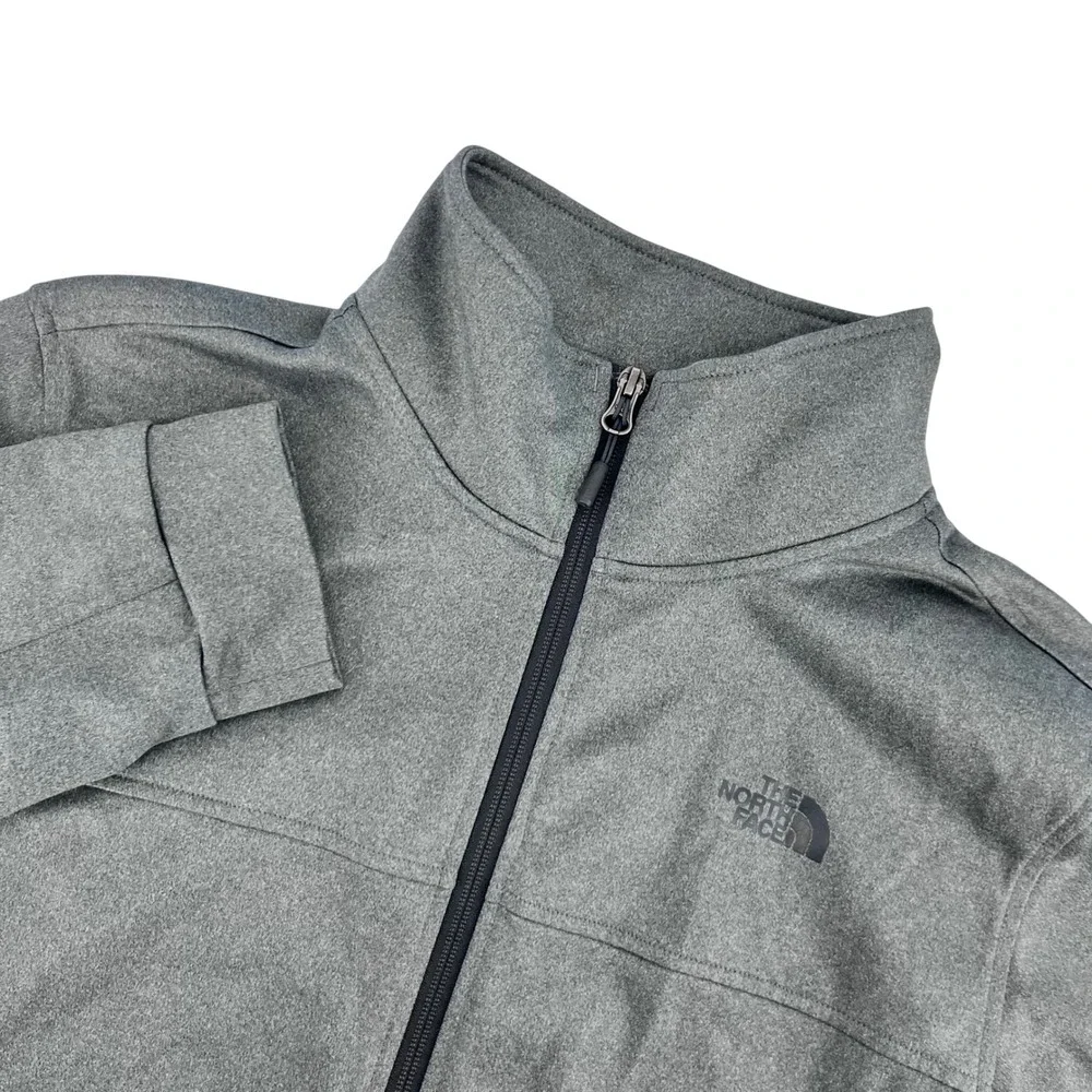 The North Face Track Jacket Mens Medium Grey Full Zip Mock Neck Logo Hiking
